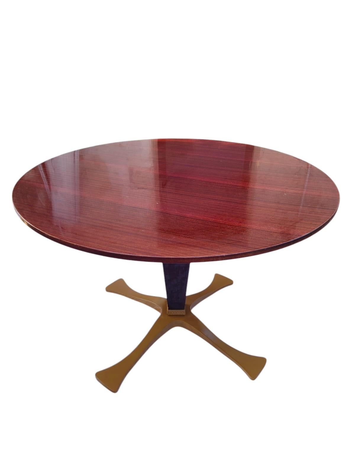Italian Wood and brass table designed by Fulvio Brembilla for RB Design, 1950s For Sale