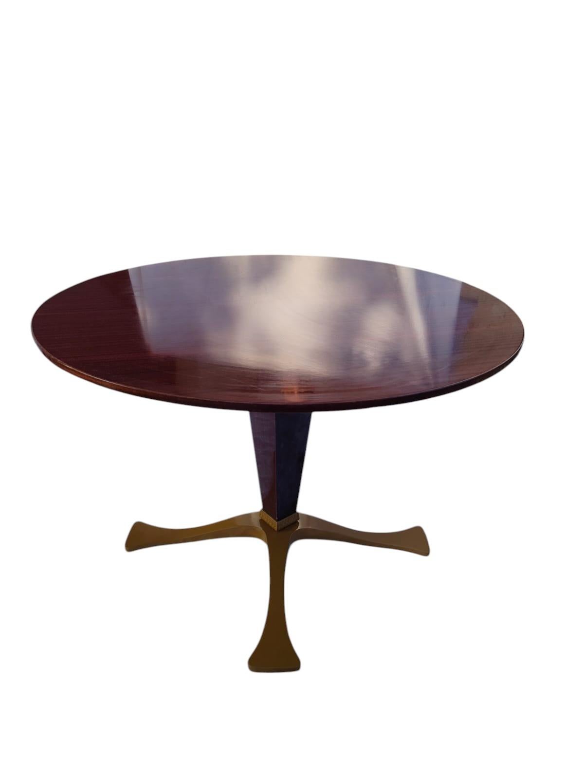 Wood and brass table designed by Fulvio Brembilla for RB Design, 1950s In Good Condition For Sale In taranto, IT