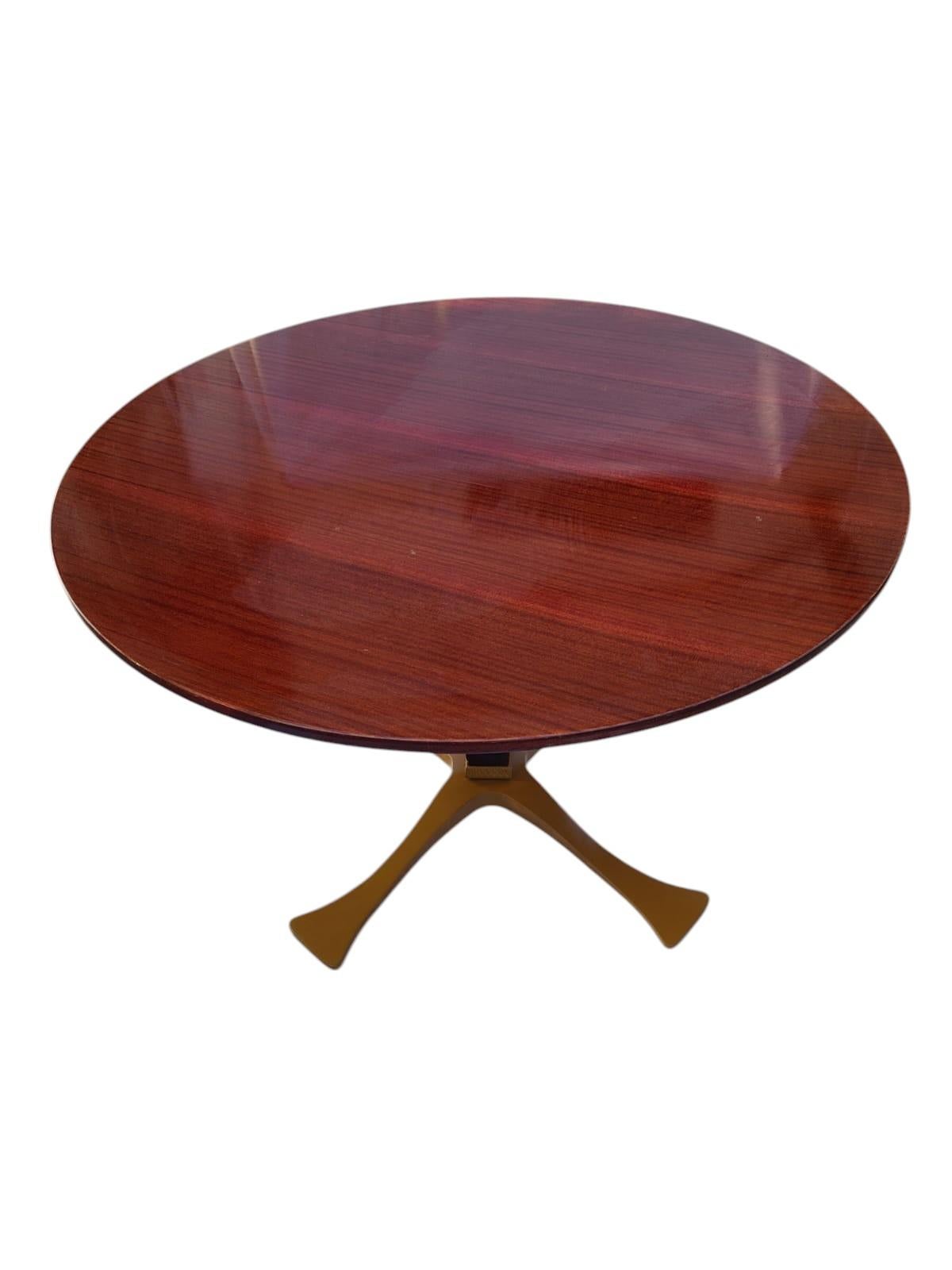 Mid-20th Century Wood and brass table designed by Fulvio Brembilla for RB Design, 1950s For Sale