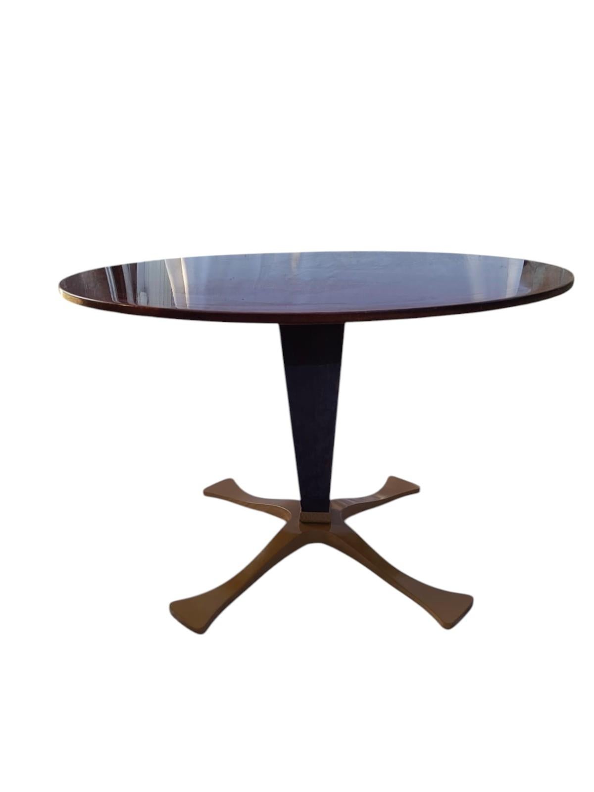 Wood and brass table designed by Fulvio Brembilla for RB Design, 1950s For Sale 1