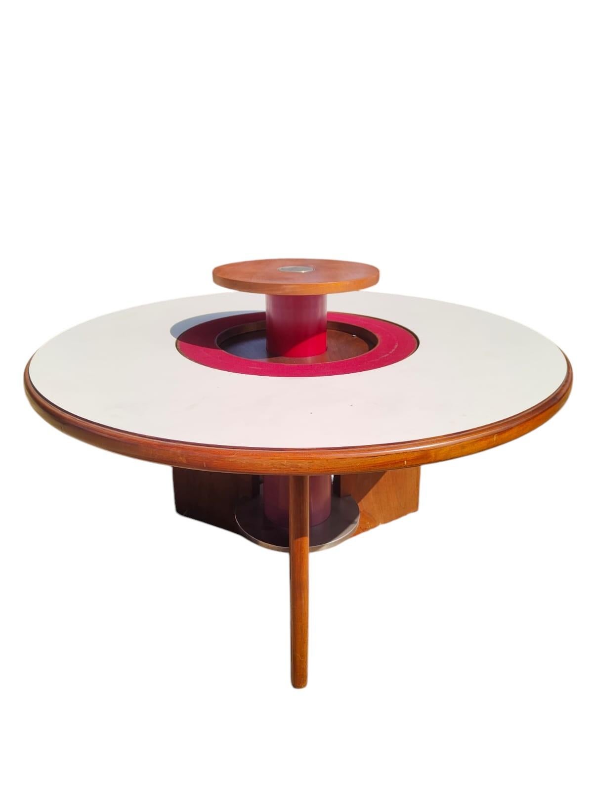 Mid-Century moderno Tavolo in legno, laminato e acciaio di Silvio Coppola per Bernini, anni 70 in vendita