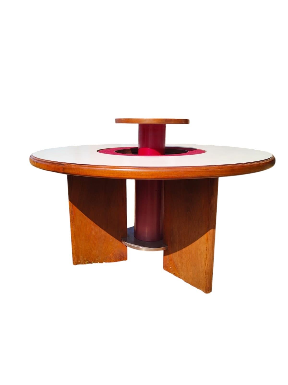 Late 20th Century Tavolo in legno, laminato e acciaio di Silvio Coppola per Bernini, anni 70 in vendita