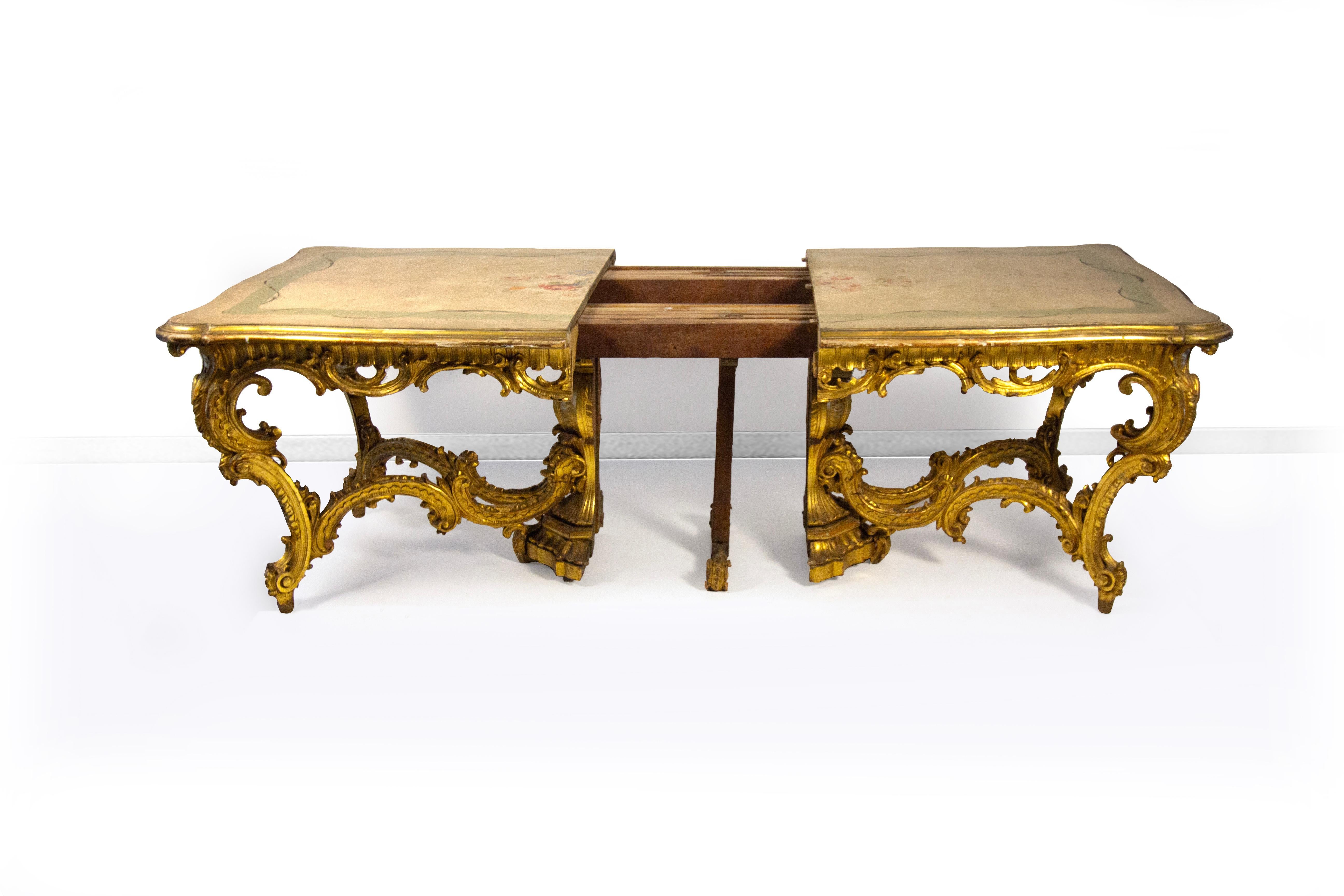 Tavolo in legno scolpito, dorato e laccato , Lombardia XIX secolo en vente 1