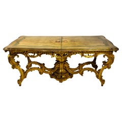 Tavolo in legno scolpito, dorato e laccato , Lombardia XIX secolo