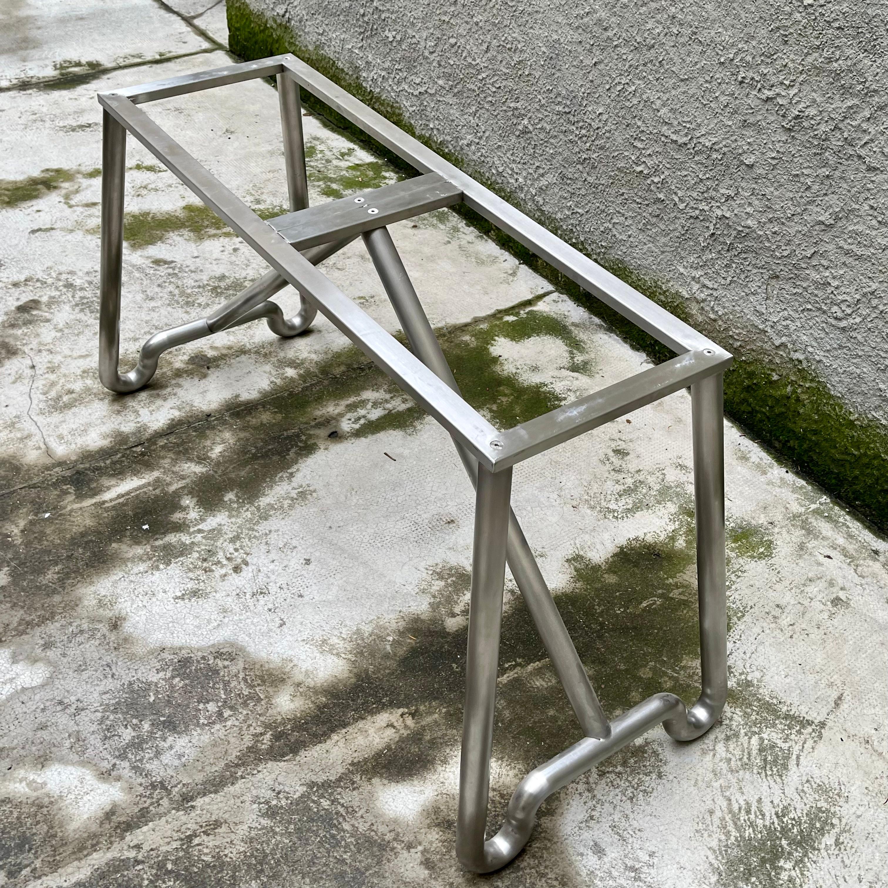 Marble Table with Multicurve Steel Frame - Italy - 1970s For Sale 5