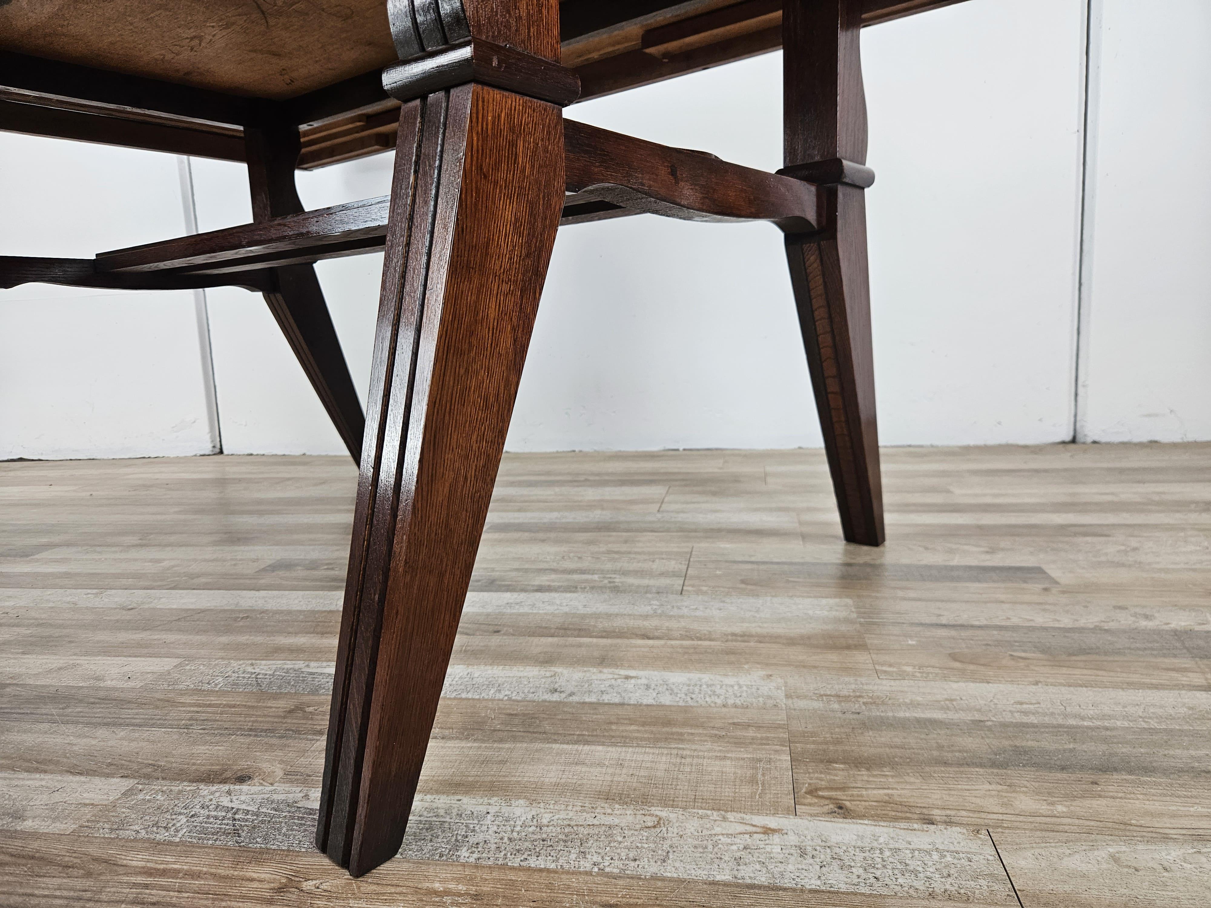 Tavolo in quercia Art Decò geometrico con prolunghe laterali, 1950 in vendita 6