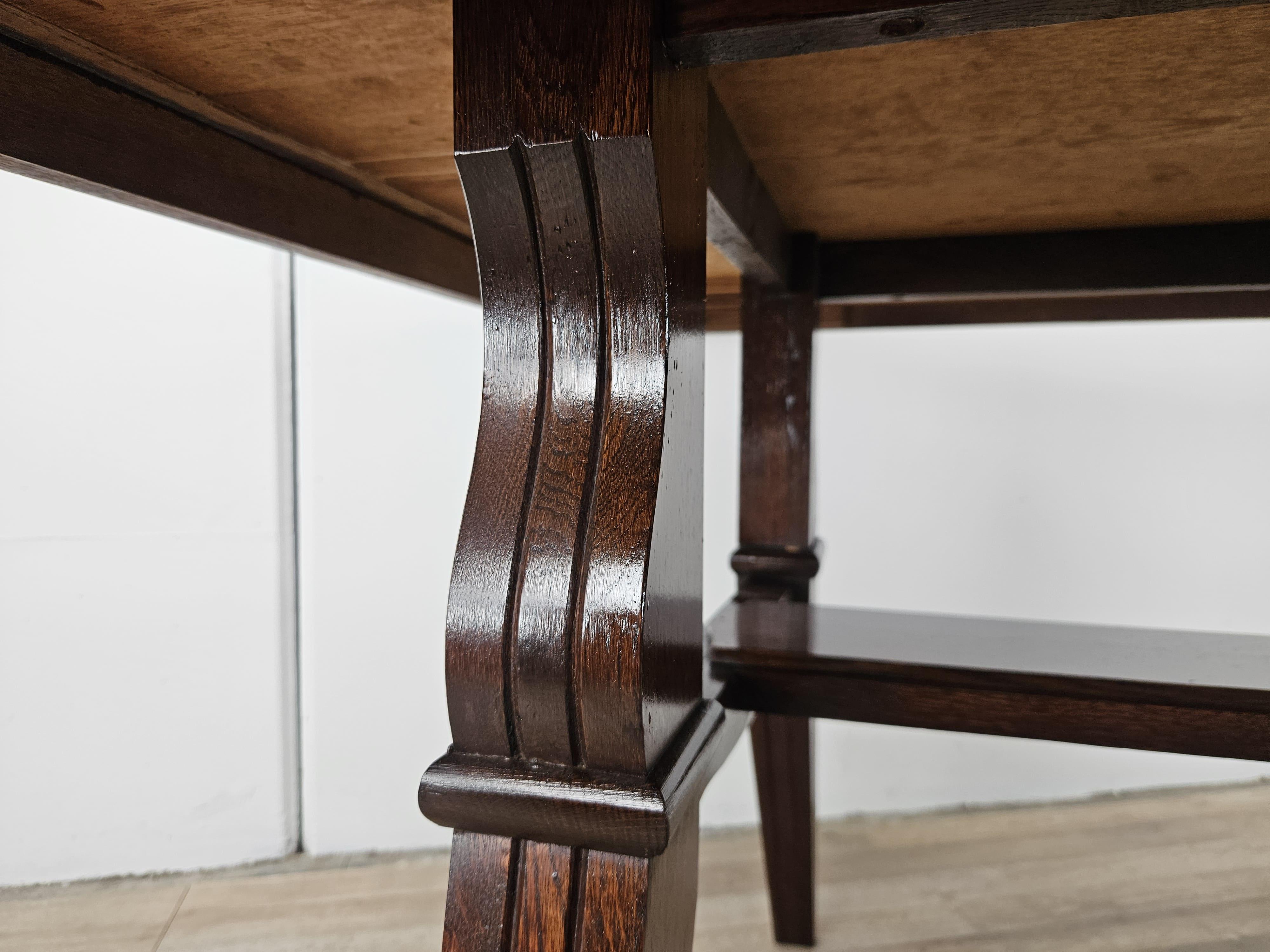 Tavolo in quercia Art Decò geometrico con prolunghe laterali, 1950 in vendita 9