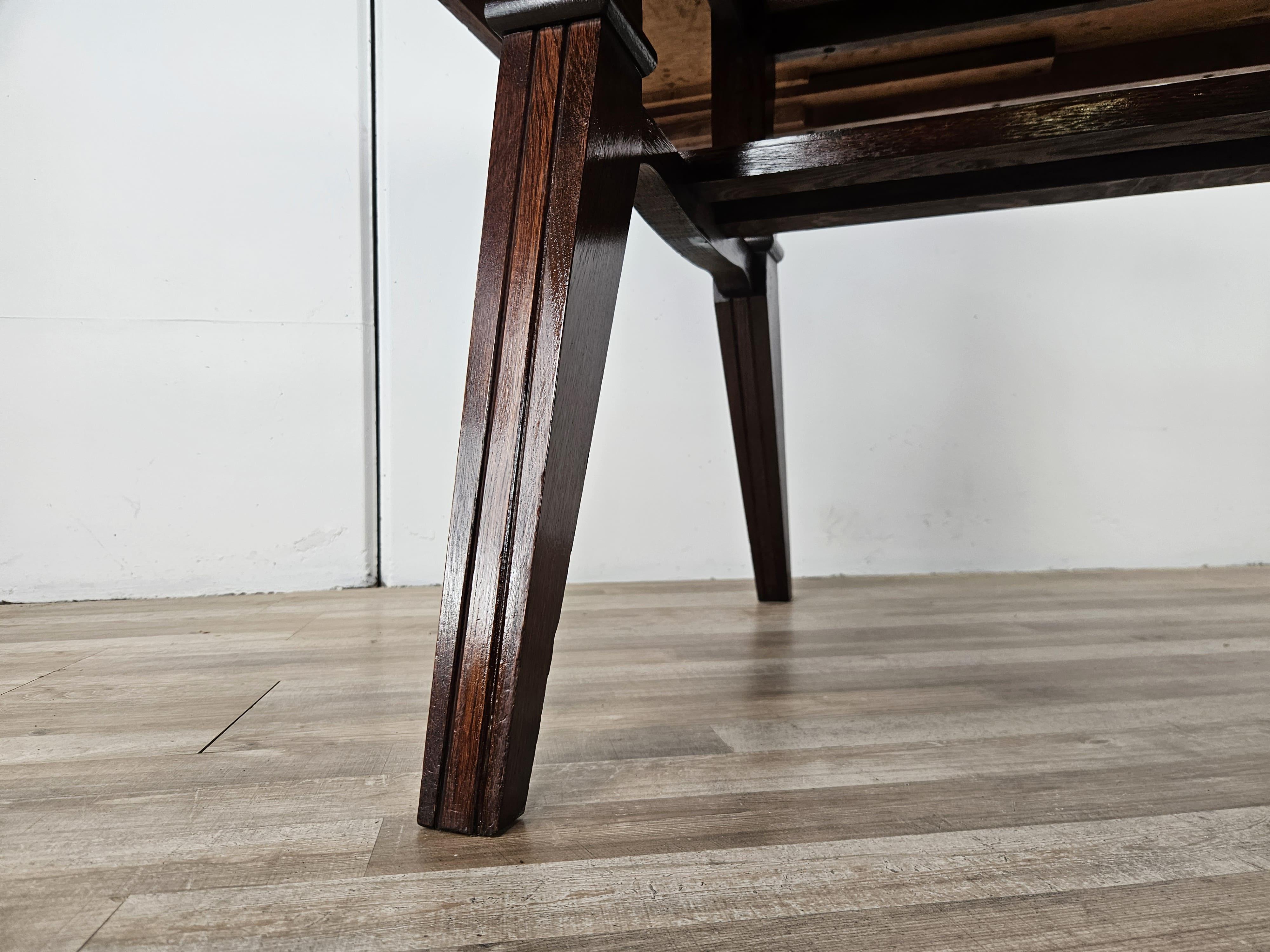 Tavolo in quercia Art Decò geometrico con prolunghe laterali, 1950 in vendita 10