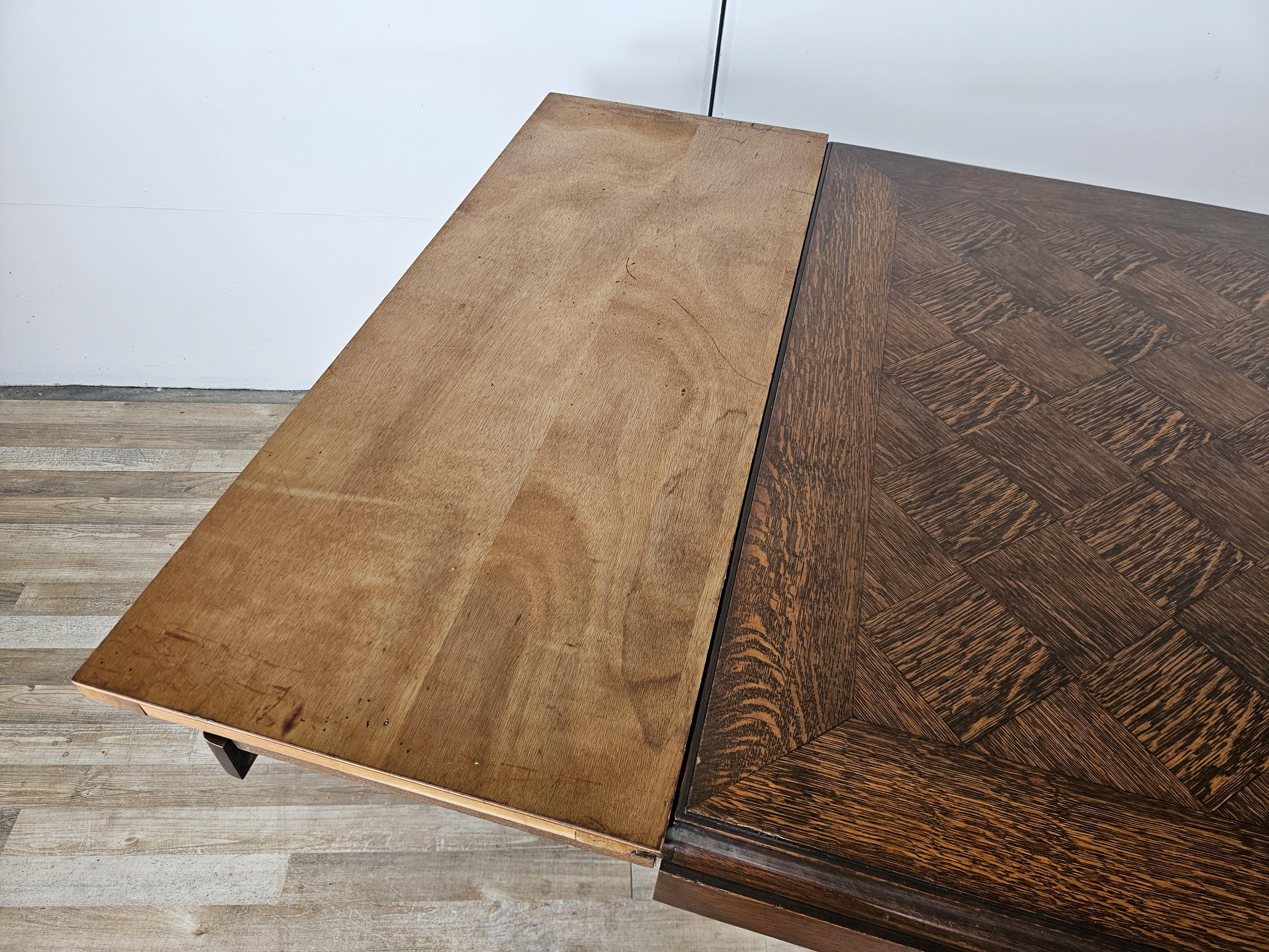 Tavolo in quercia Art Decò geometrico con prolunghe laterali, 1950 in vendita 13