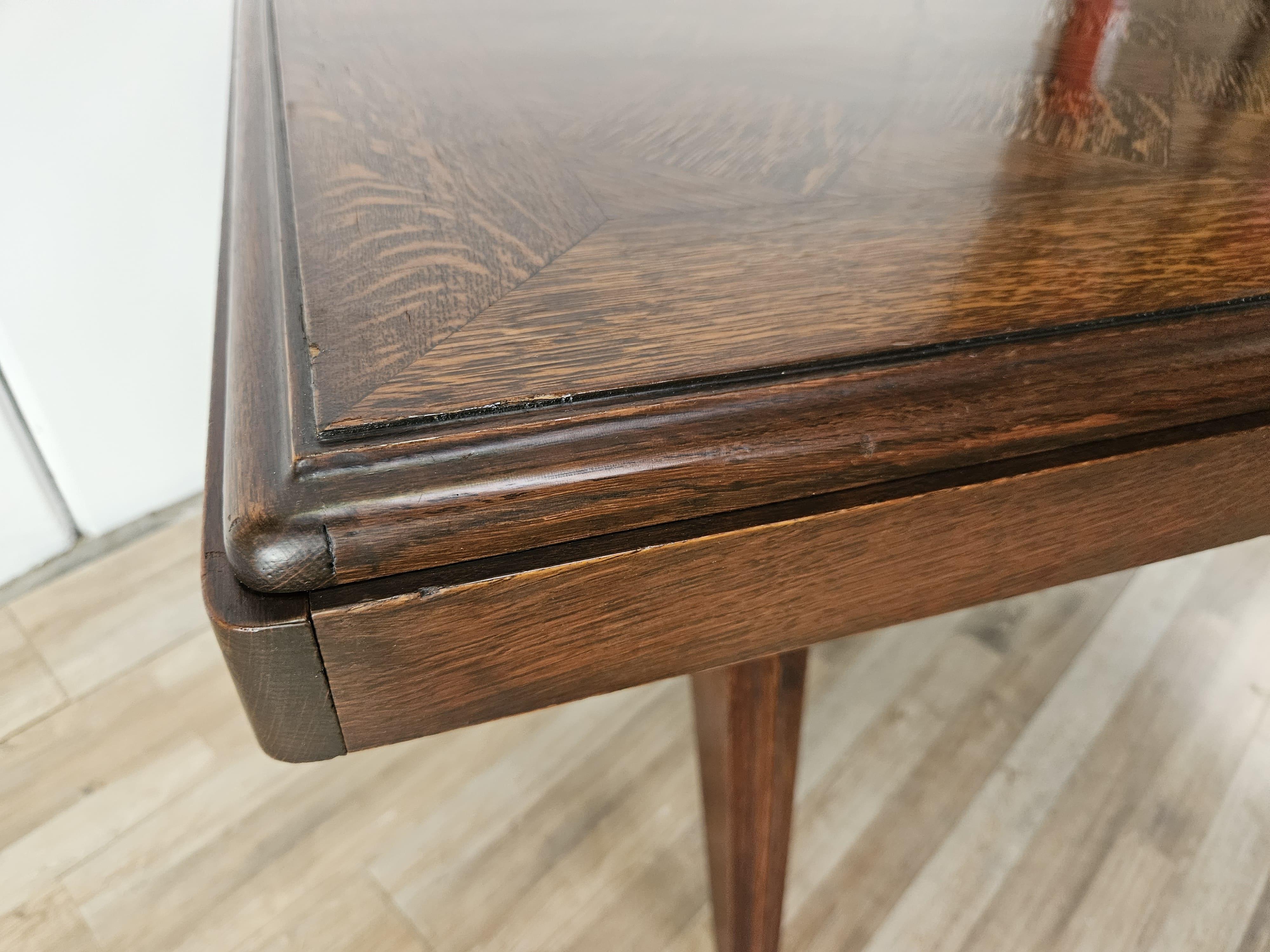 Tavolo in quercia Art Decò geometrico con prolunghe laterali, 1950 in vendita 2