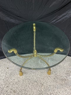 vintage 1990er Glastisch mit Seilgestell