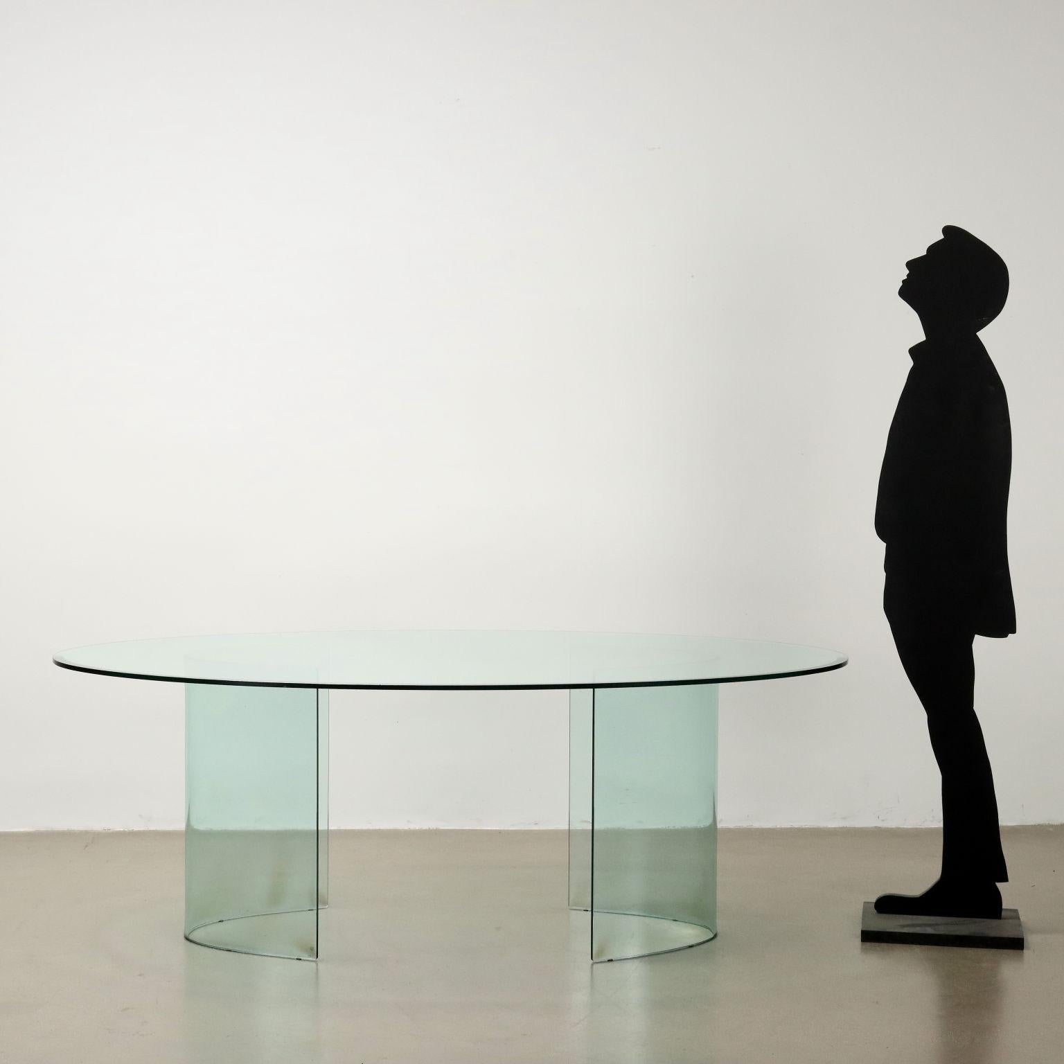 Mid-Century Modern Fiam 80s Oval Glass Table