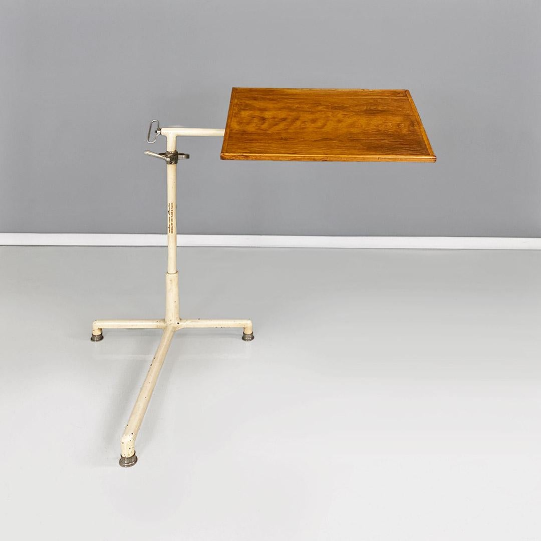 Industrial iron and wood adjustable drafting or working table, ca. 1960. For Sale 1