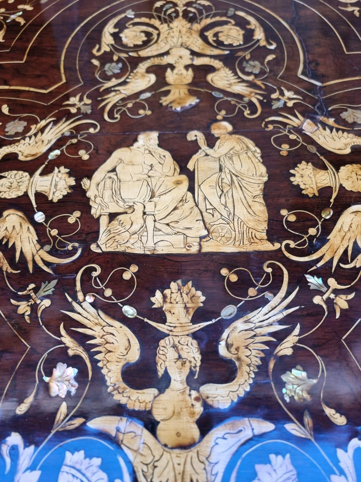 Florence capital inlaid walnut table  For Sale 5
