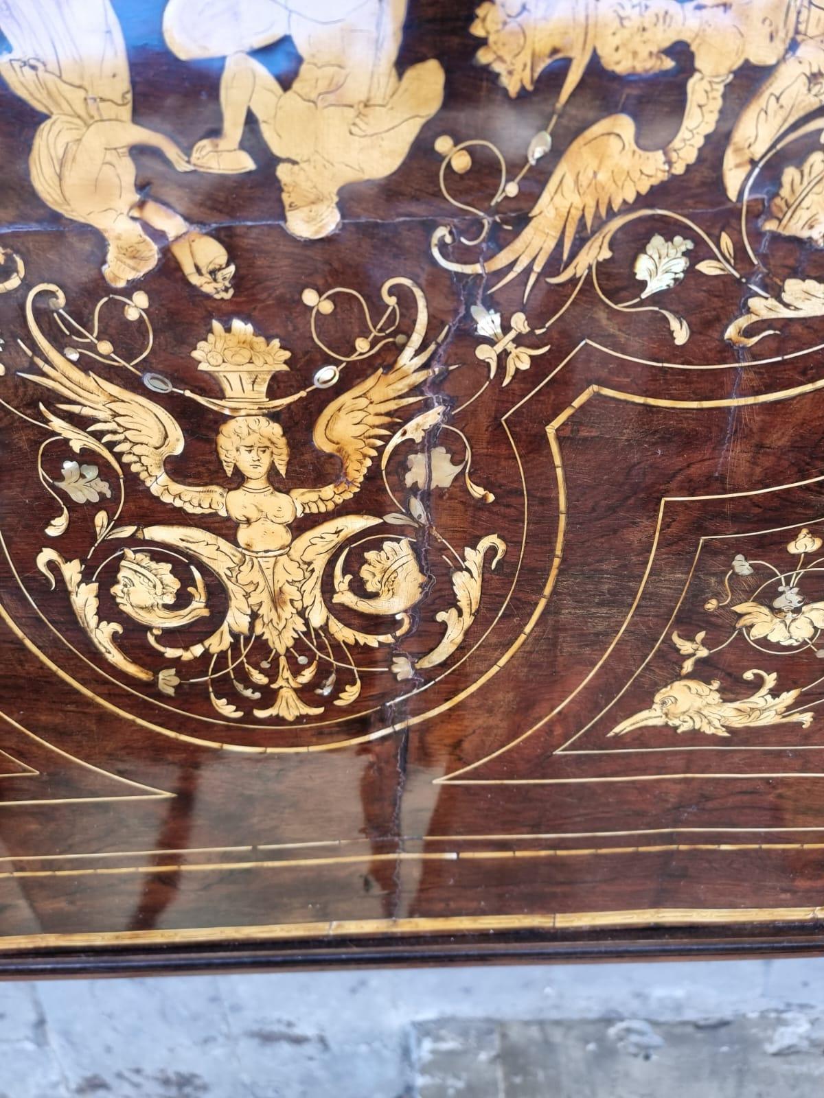 Florence capital inlaid walnut table  For Sale 8