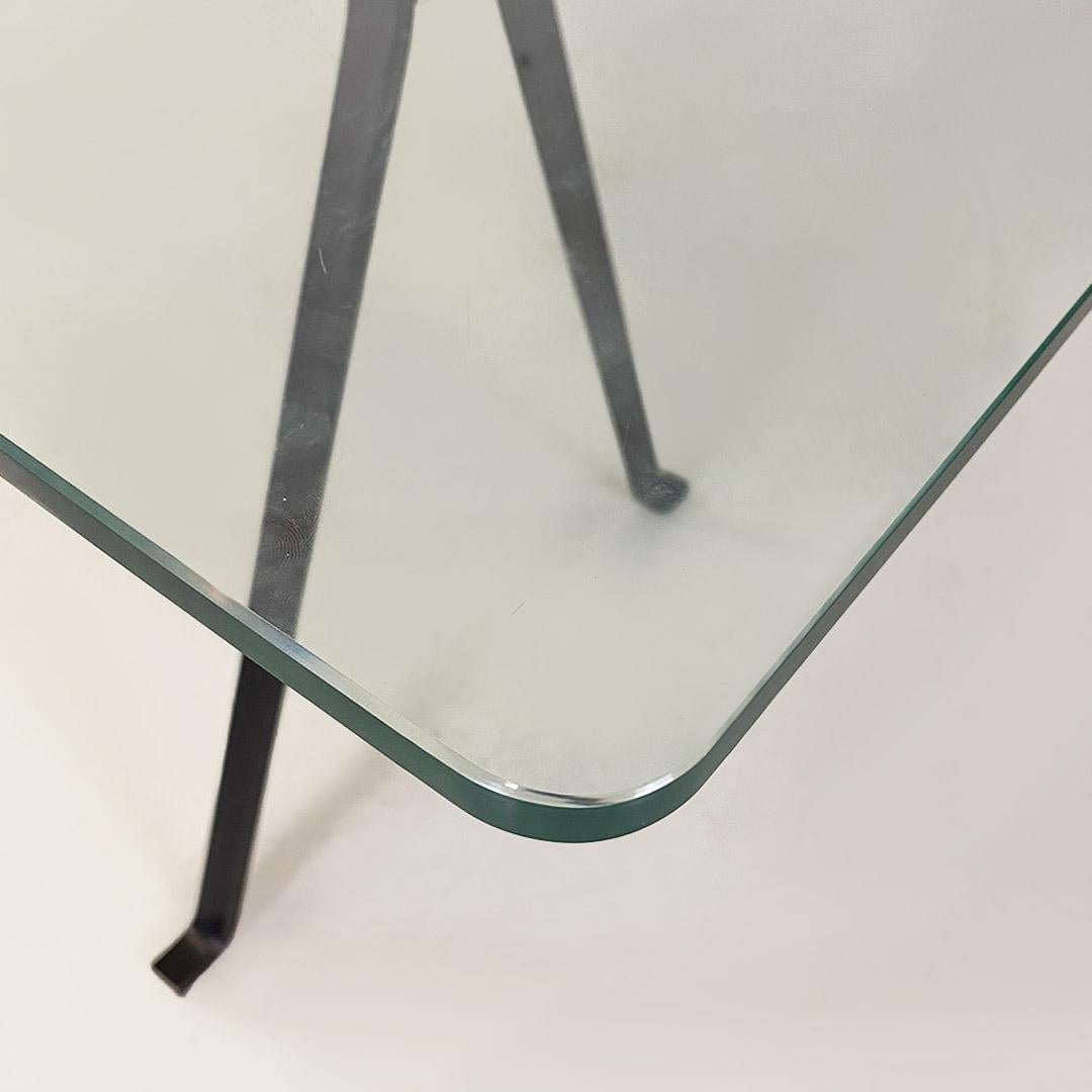 Frate Italian table in cast iron, glass and wood by Enzo Mari for Driade, c. 1980. For Sale 3