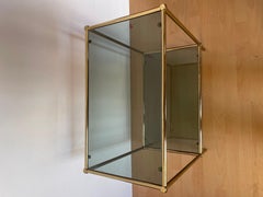 Tavolo italiano in ottone e vetro anni '90