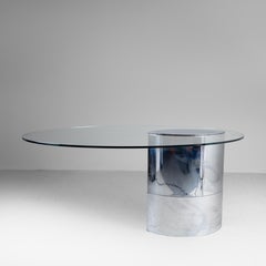 Lunario 6 Seater Dinning Table Cini Boeri Gavina 1970 Glass Top Steel Grey