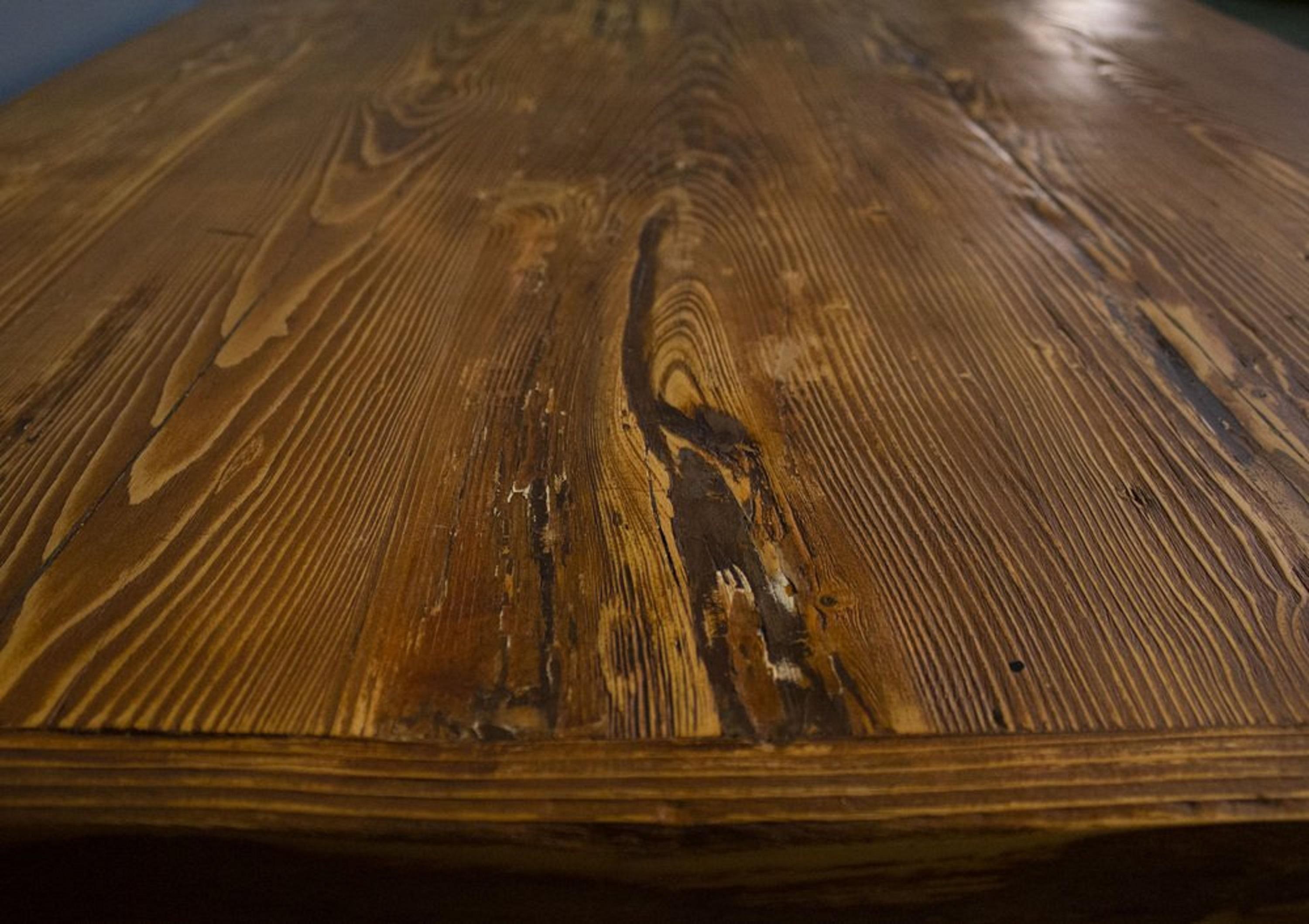 Italian Brushed spruce long table, 1970 For Sale