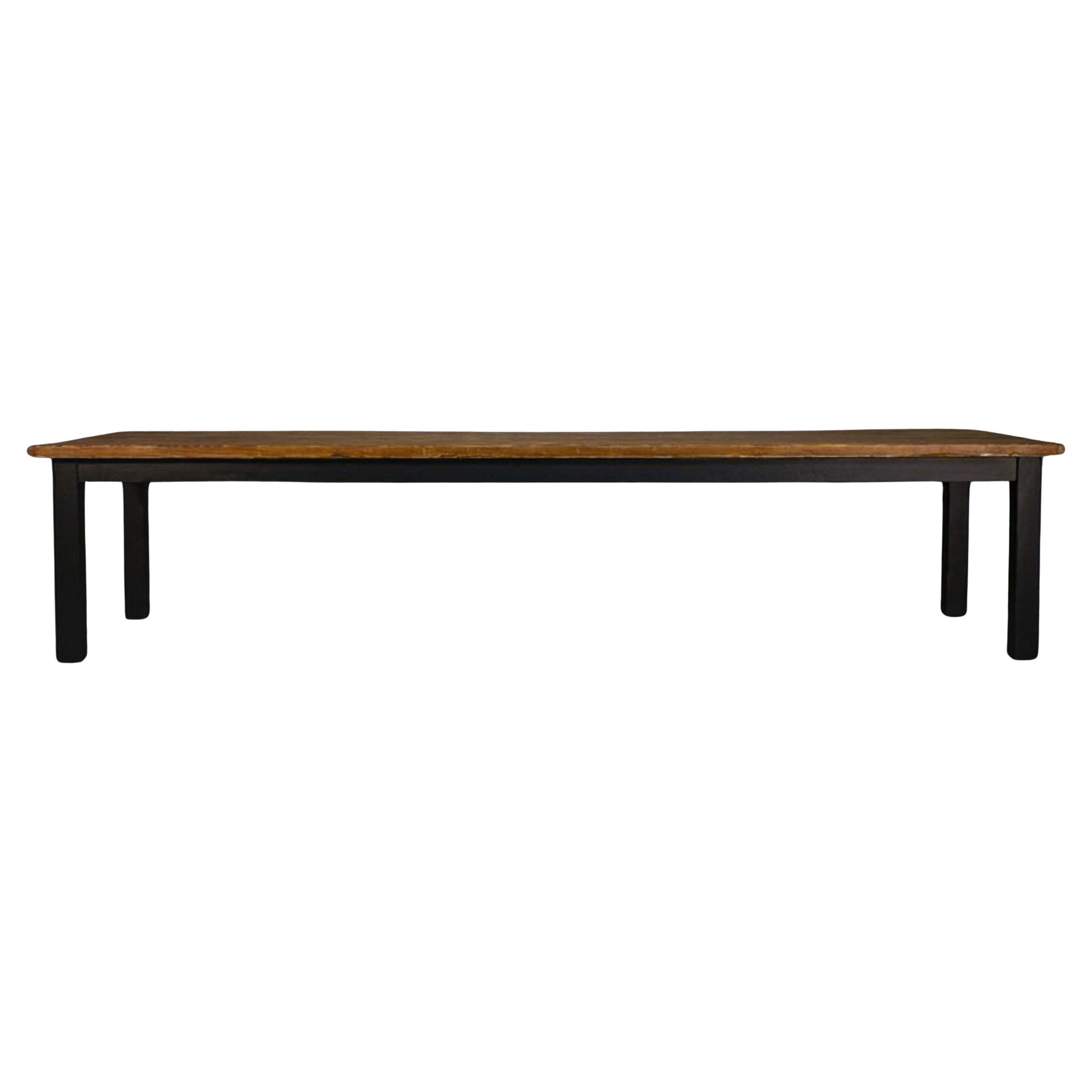 Brushed spruce long table, 1970 For Sale