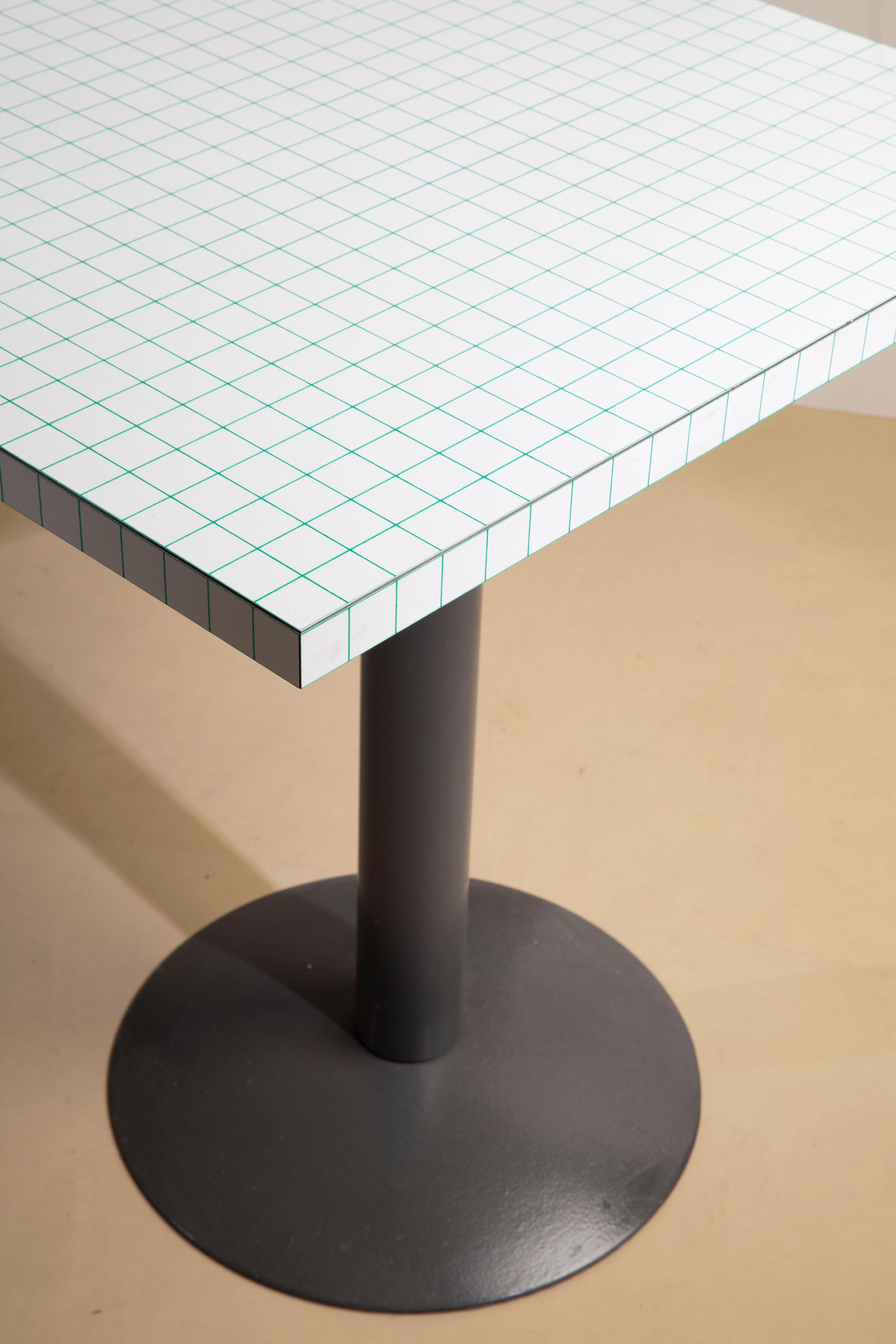 Post-Modern Table, Italian manufacture, in the radical style with Abet laminate top For Sale