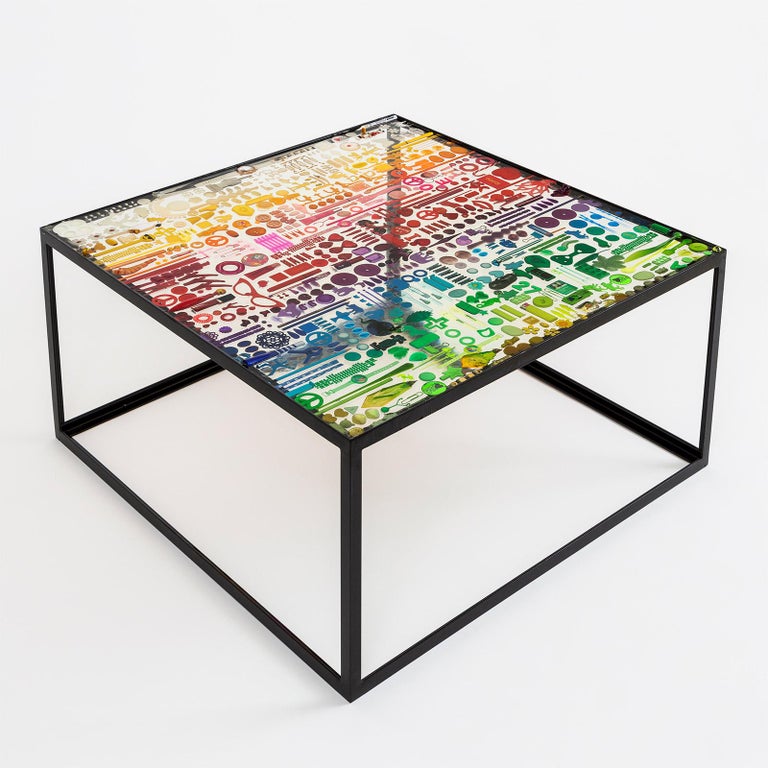 Modern Tavolo Merendine Coffee Table in Metal and Rainbow Resin by Emanuela Crotti For Sale