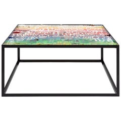 Tavolo Merendine Coffee Table in Metal and Rainbow Resin by Emanuela Crotti