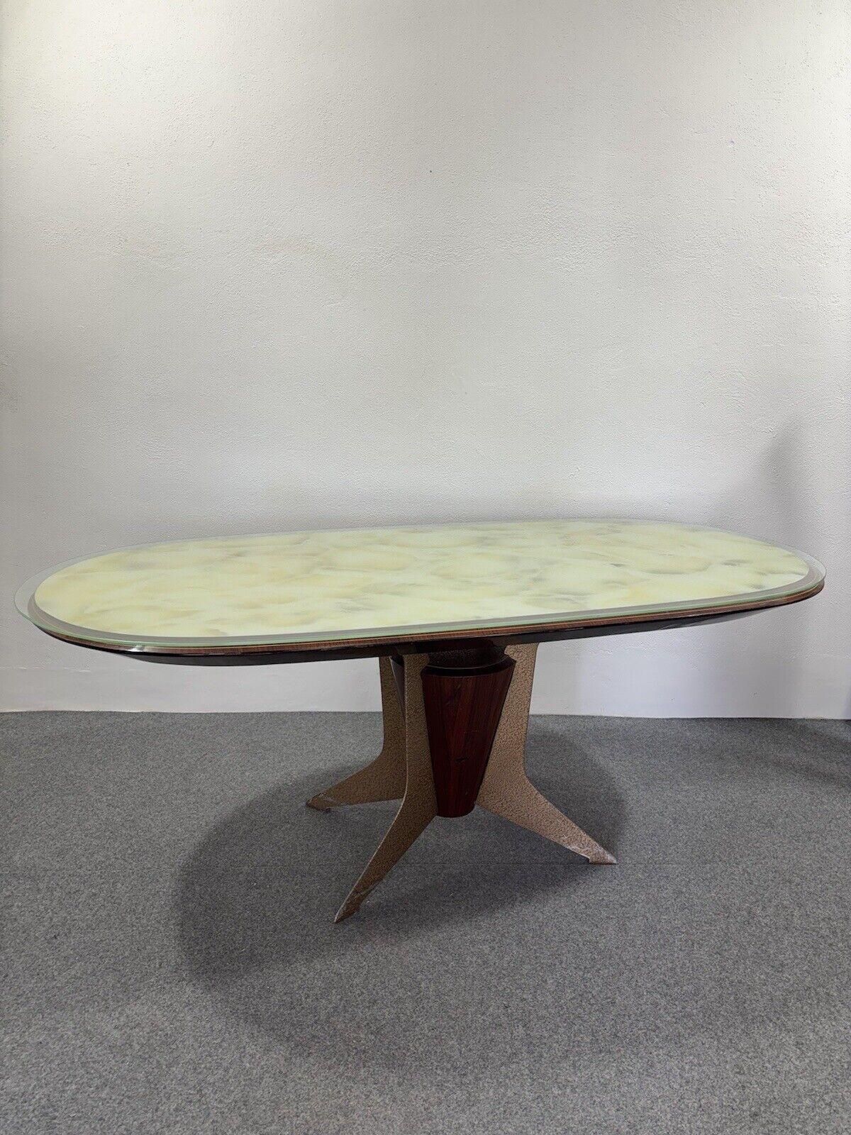 Italian Table du milieu du siècle en bois de rose et métal émaillé Design en vente