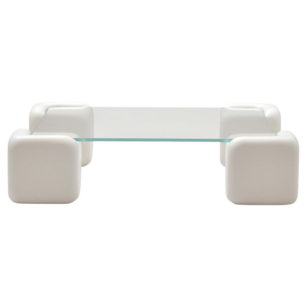 Tavolo Morbido Coffee Table by Studio Mignone in Resin with Glass Table Top For Sale