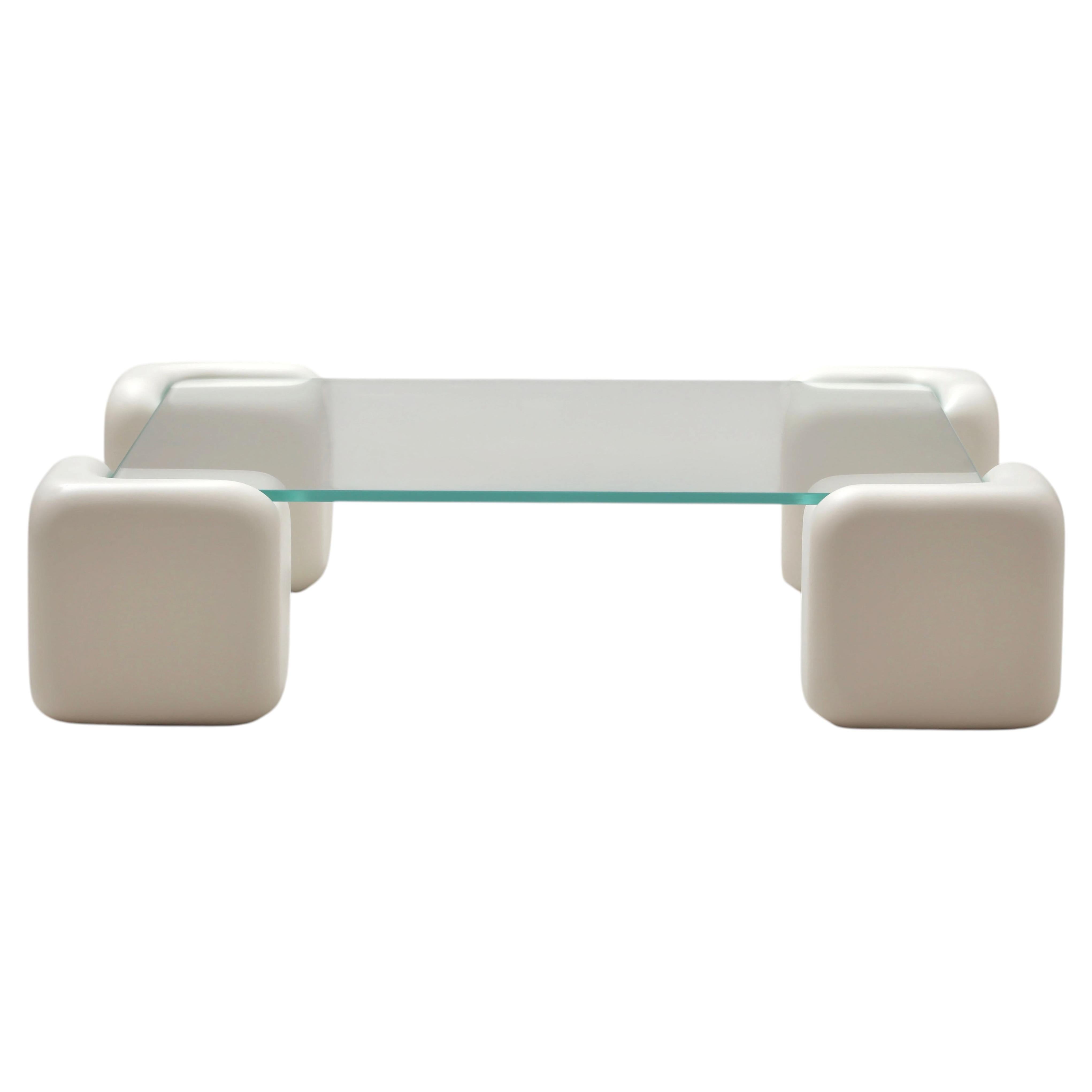 Tavolo Morbido Coffee Table by Studio Mignone in Resin with Glass Table Top