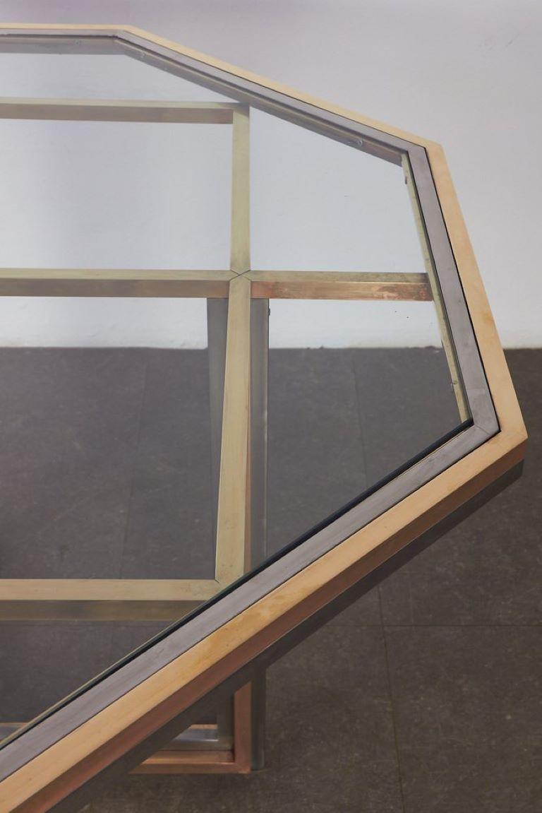 Table octogonale en laiton par Renato Zevi, 1970 en vente 6