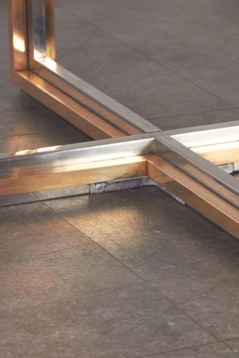 Laiton Table octogonale en laiton par Renato Zevi, 1970 en vente