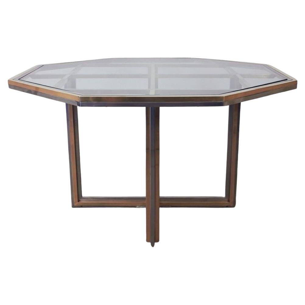 Achteckiger Messing-Tisch von Renato Zevi, 1970er Jahre