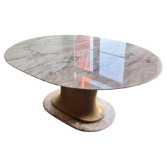 Italian-made oval marble and parchment table by Vittorio Dassi, 1950s