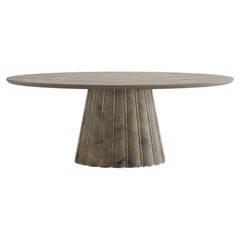 Oval wooden table with hand-crafted gray Galuchat decoration, made in Italy