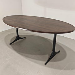 Wood top table and metal base by George Nelson for Herman Miller 1960s