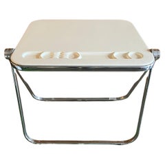 Vintage Plato folding table with white polycarbonate top Anonima Castelli 70s