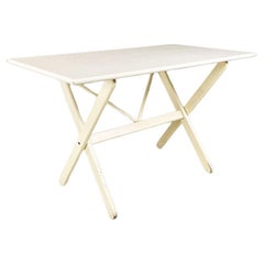 Italian mid-century white painted solid wood rectangular folding table, 1960s