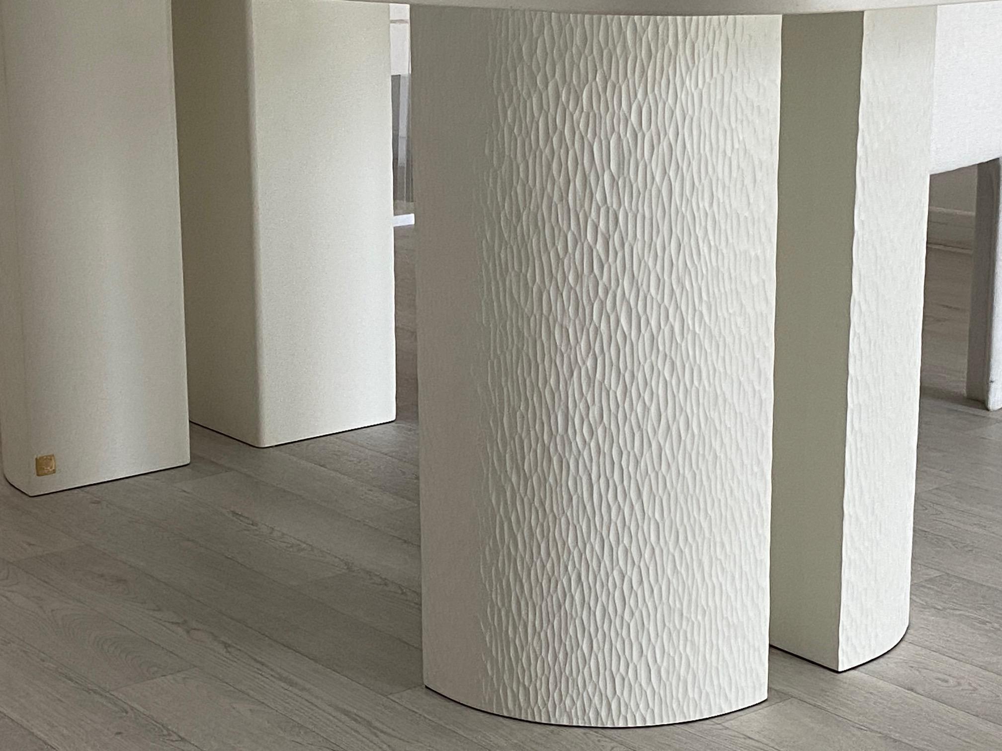 XXIe siècle et contemporain Tavolo Pranzo Decoro Scagliola  Foglia Oro Basi Scolpite Fatto a Mano da Cupioli en vente