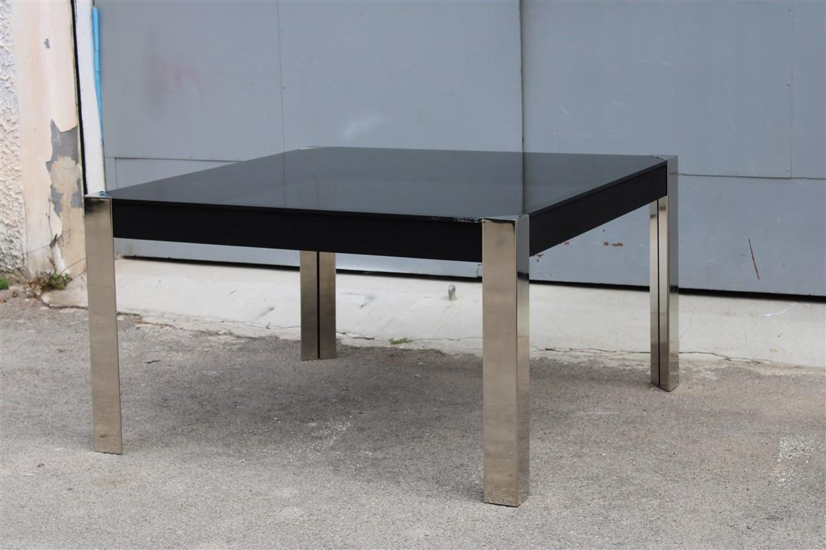 Italian Tavolo Quadrato Nero e Acciaio Guido Faleschini pour Mariani 1970 Italie en vente