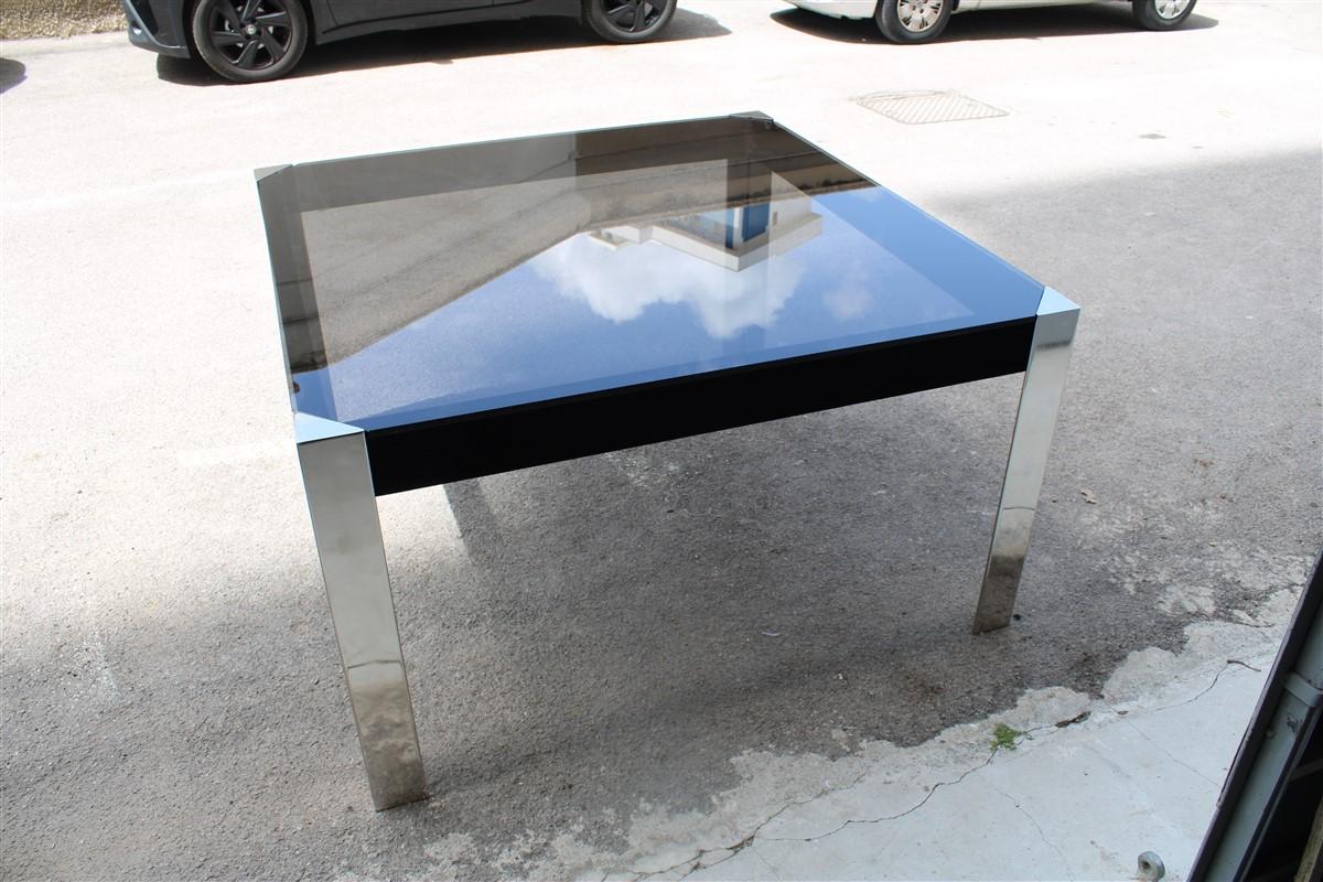 Tavolo Quadrato Nero e Acciaio Guido Faleschini pour Mariani 1970 Italie Bon état - En vente à Palermo, Sicily