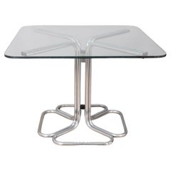 Vintage 70s quadratischen Tisch in Chrom Metall und Glas italienischen Design