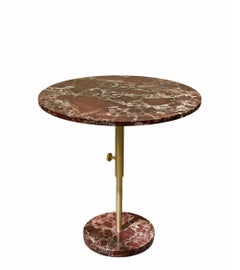 Tavolo Regolabile in Altezza in Marmo Rosso e Ottone, Italia 1990s