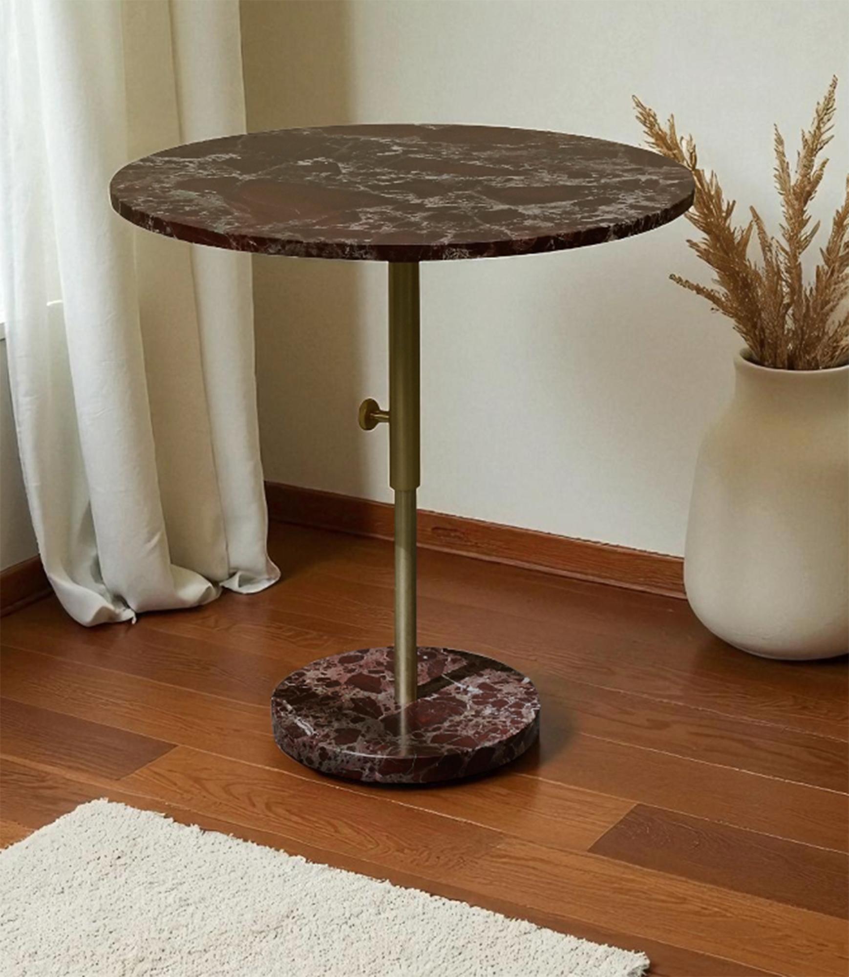 Tavolo Regolabile in Altezza in Marmo Rosso e Ottone, Italia 1990s For Sale 1