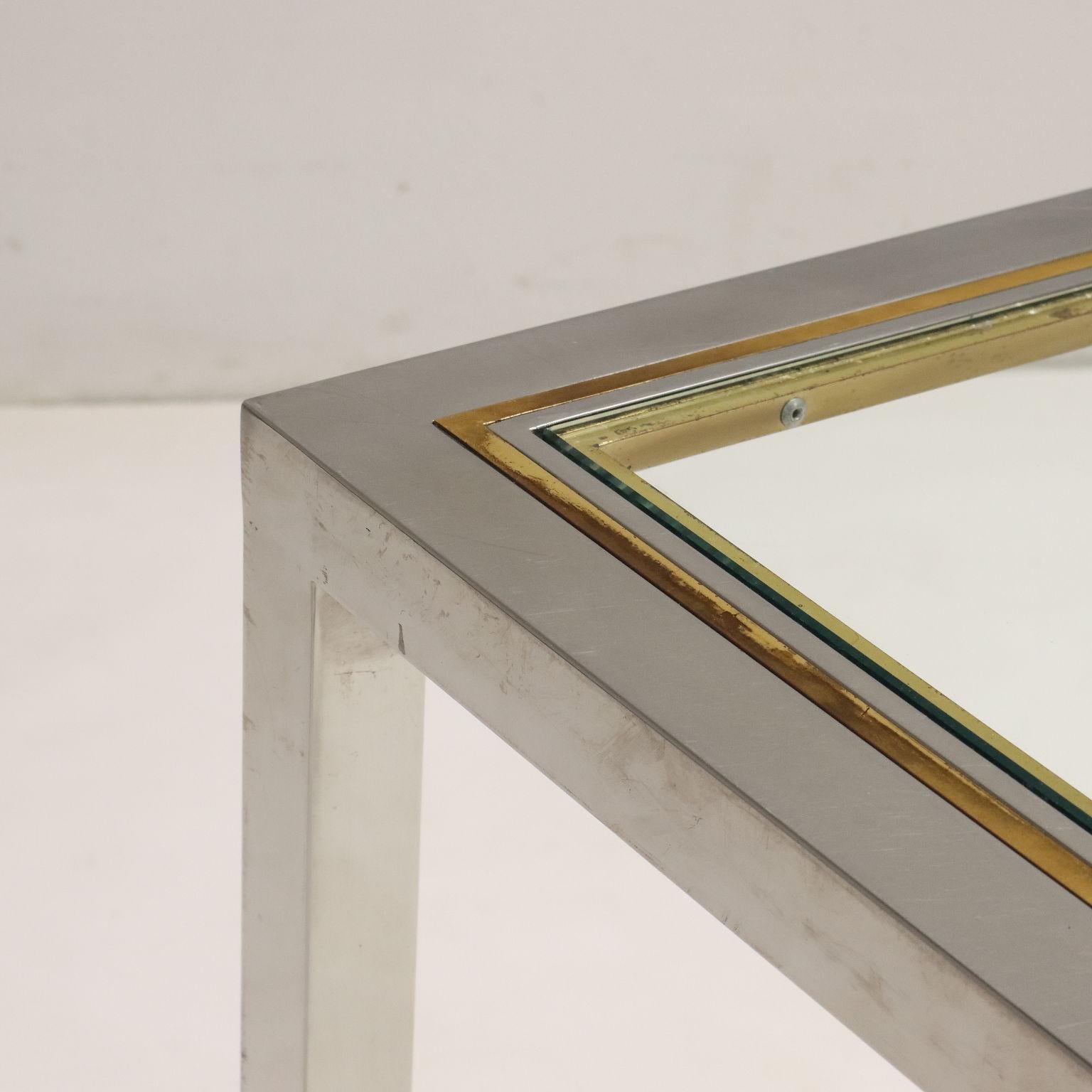 70er Stahl und Glas rechteckiger Tisch (Italian) im Angebot