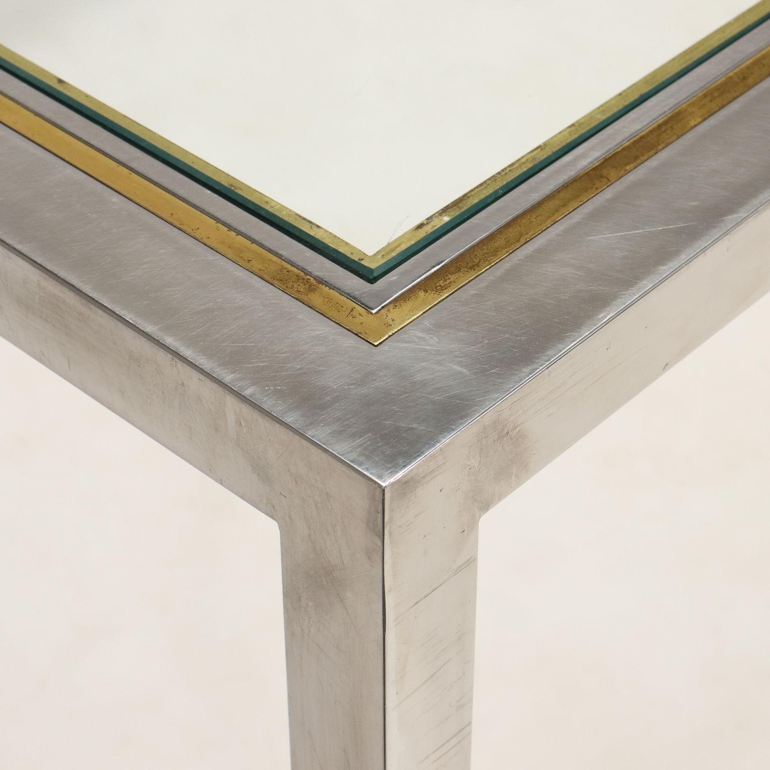 70s table rectangulaire en acier et verre Bon état - En vente à Milano, IT