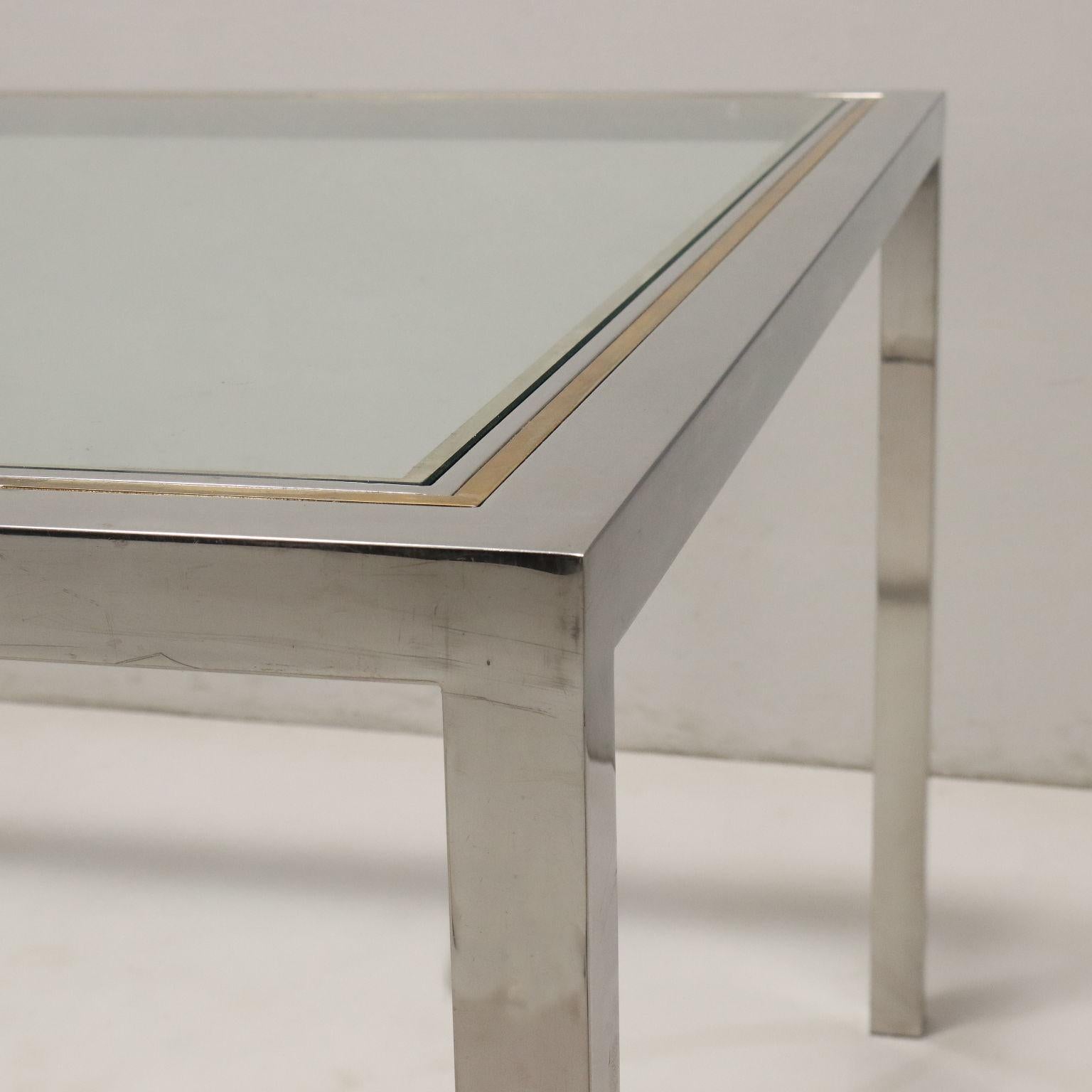Late 20th Century 70s steel and glass rectangular table For Sale