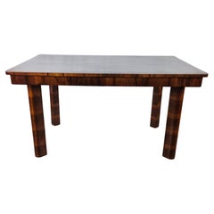 Art Deco rectangular walnut-root table with side extensions 1930s