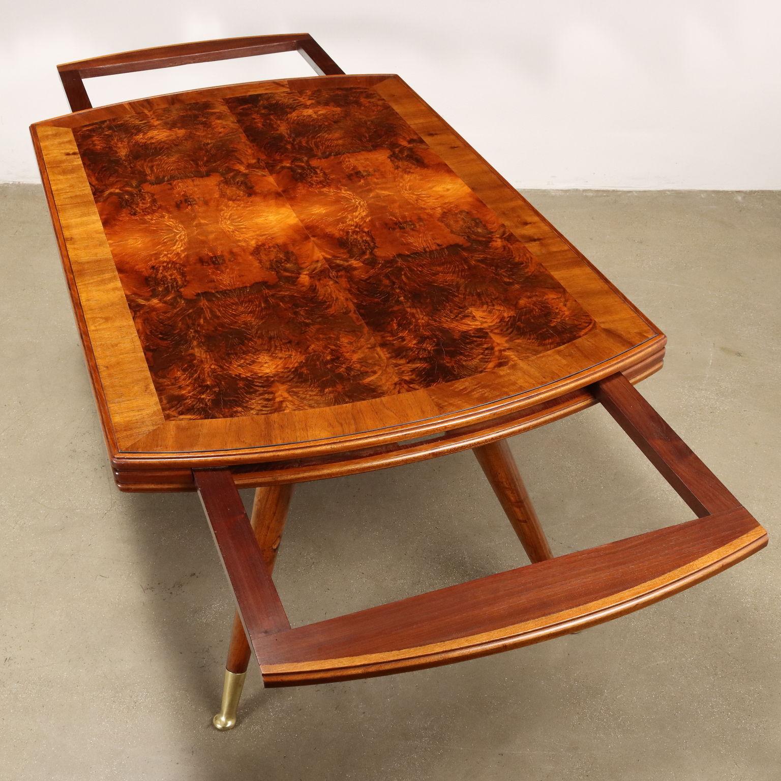 Brass Argentine stained beechwood rectangular table 1950s For Sale