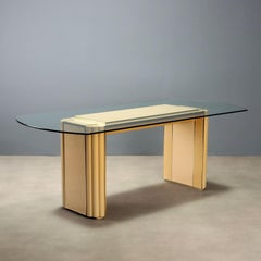 "AD 006" rectangular glass-top table by Alain Delon for Mario Sabot